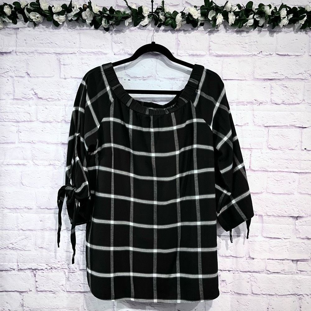 Denim 24/7‎ Women’s Off Shoulder Plaid Pattern Top Size 14W